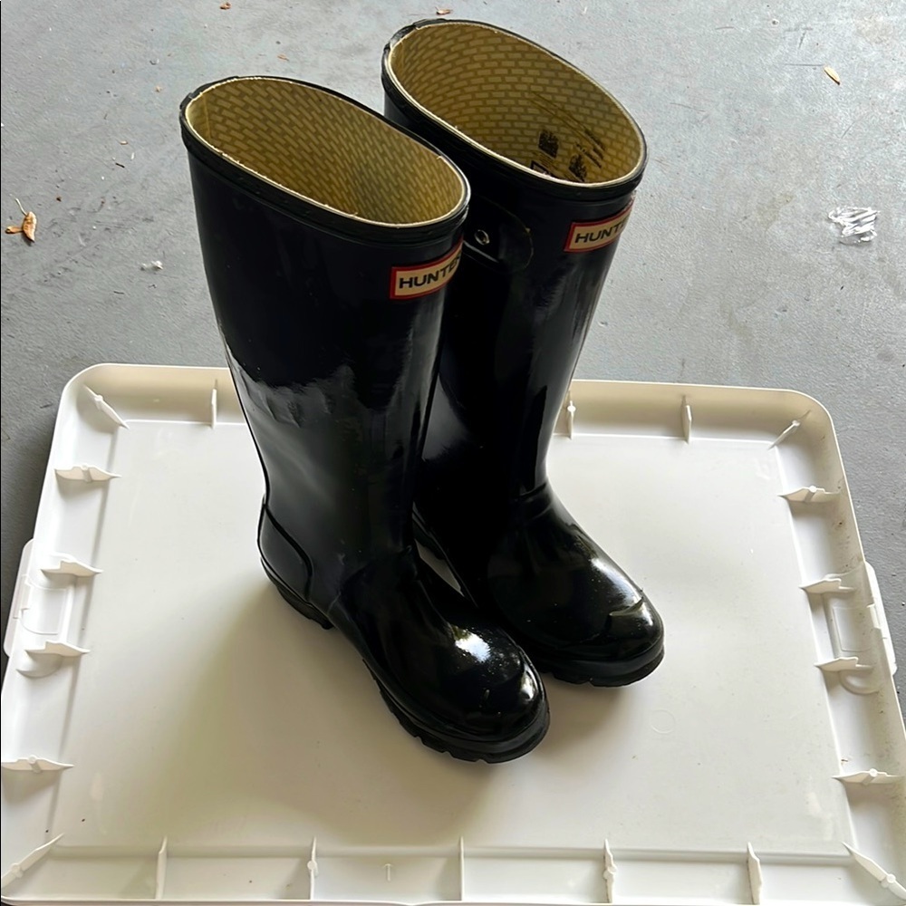 Hunter Glossy Black Tall Boots